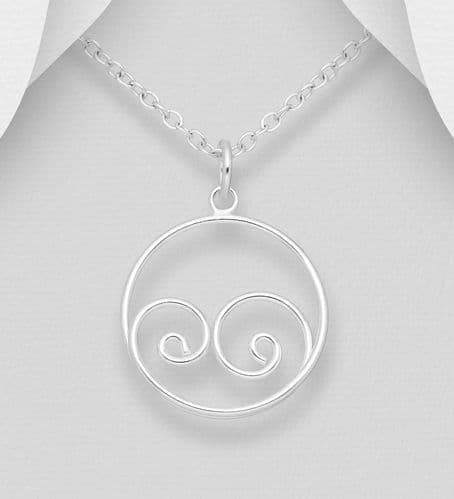 925 Sterling Silver Open Work Pendant & Chain
